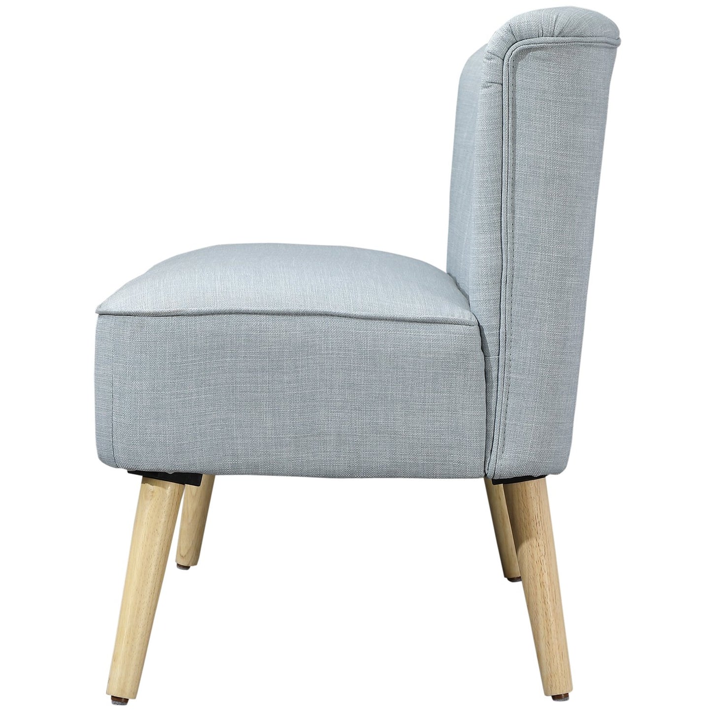 2-seater light green fabric sofa - wooden frame, foam padding