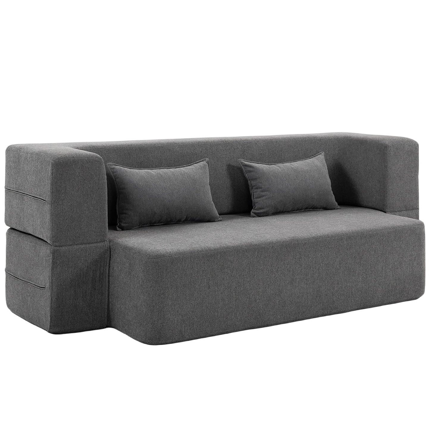 2-Seater Foam Sofa Bed, Wide Armrests, 360kg Capacity, Grey