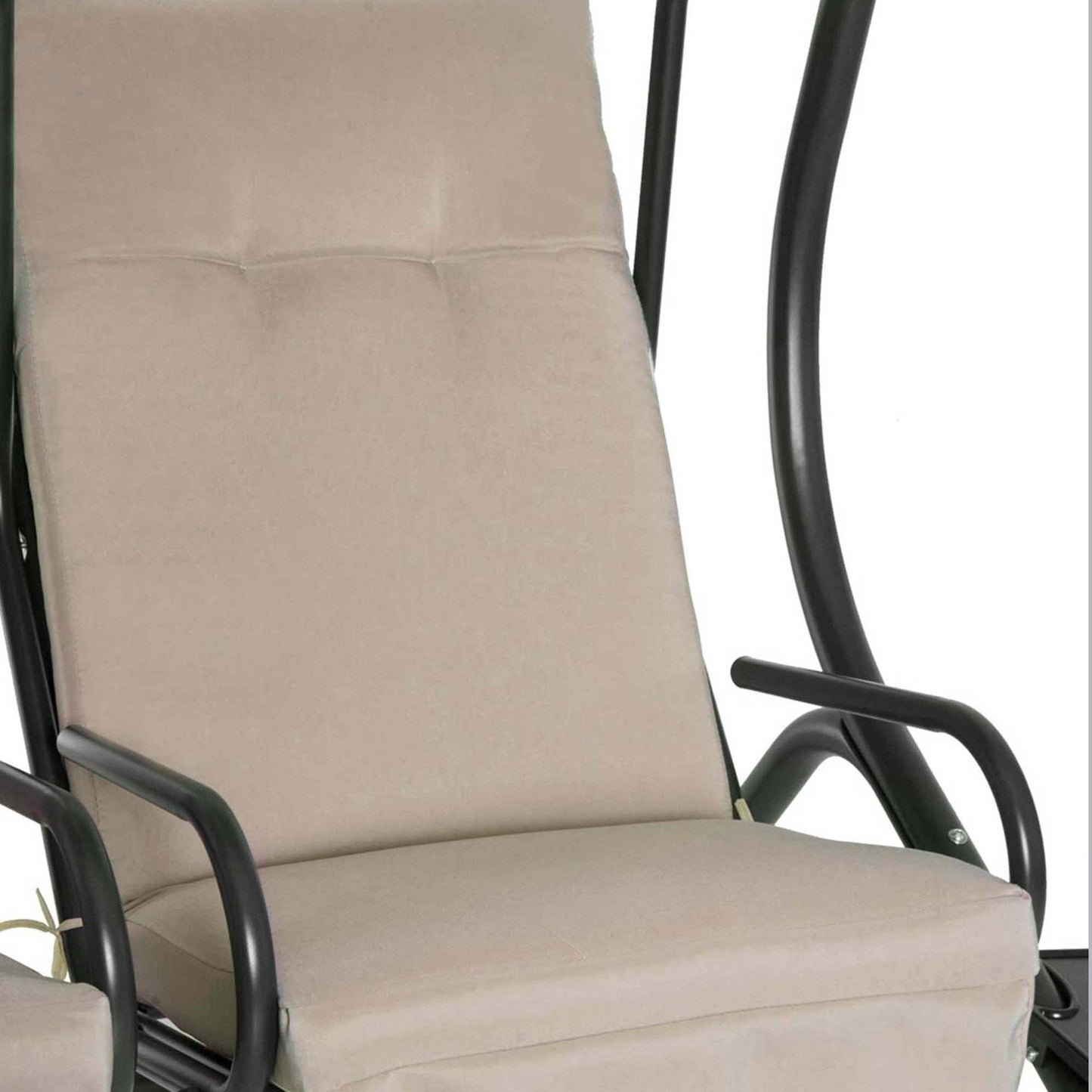2-seat garden swing with canopy, beige steel frame