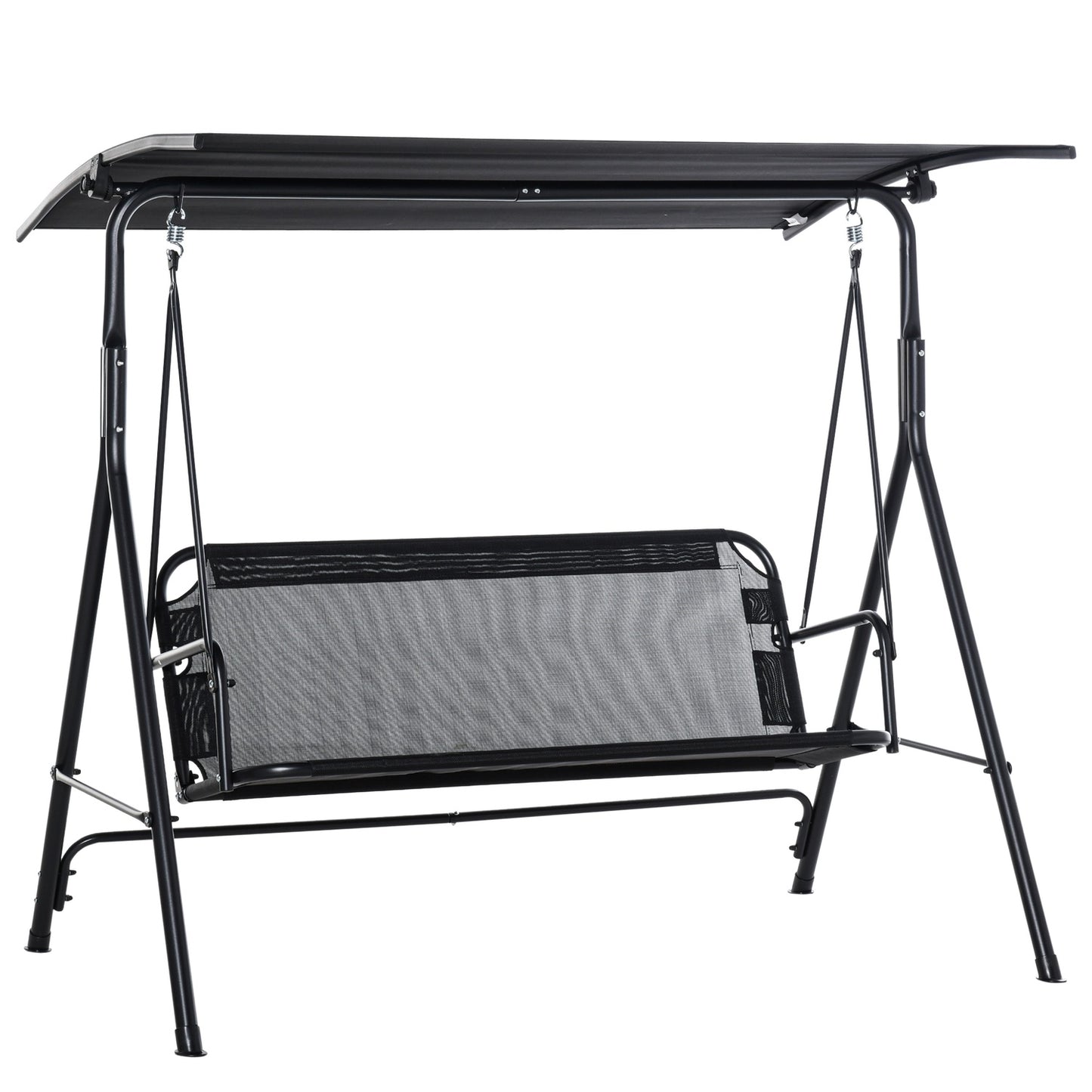 2-seat adjustable outdoor swing, UV-resistant black metal