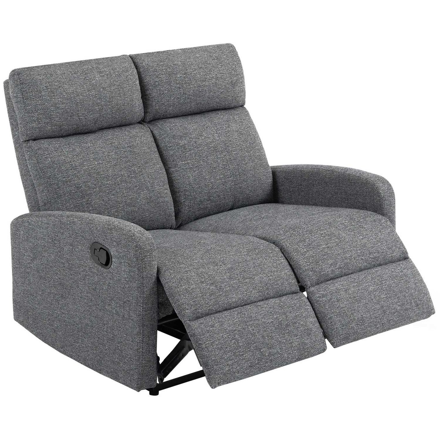 2-Seater Recliner Sofa, Adjustable Backrests, Grey Fabric