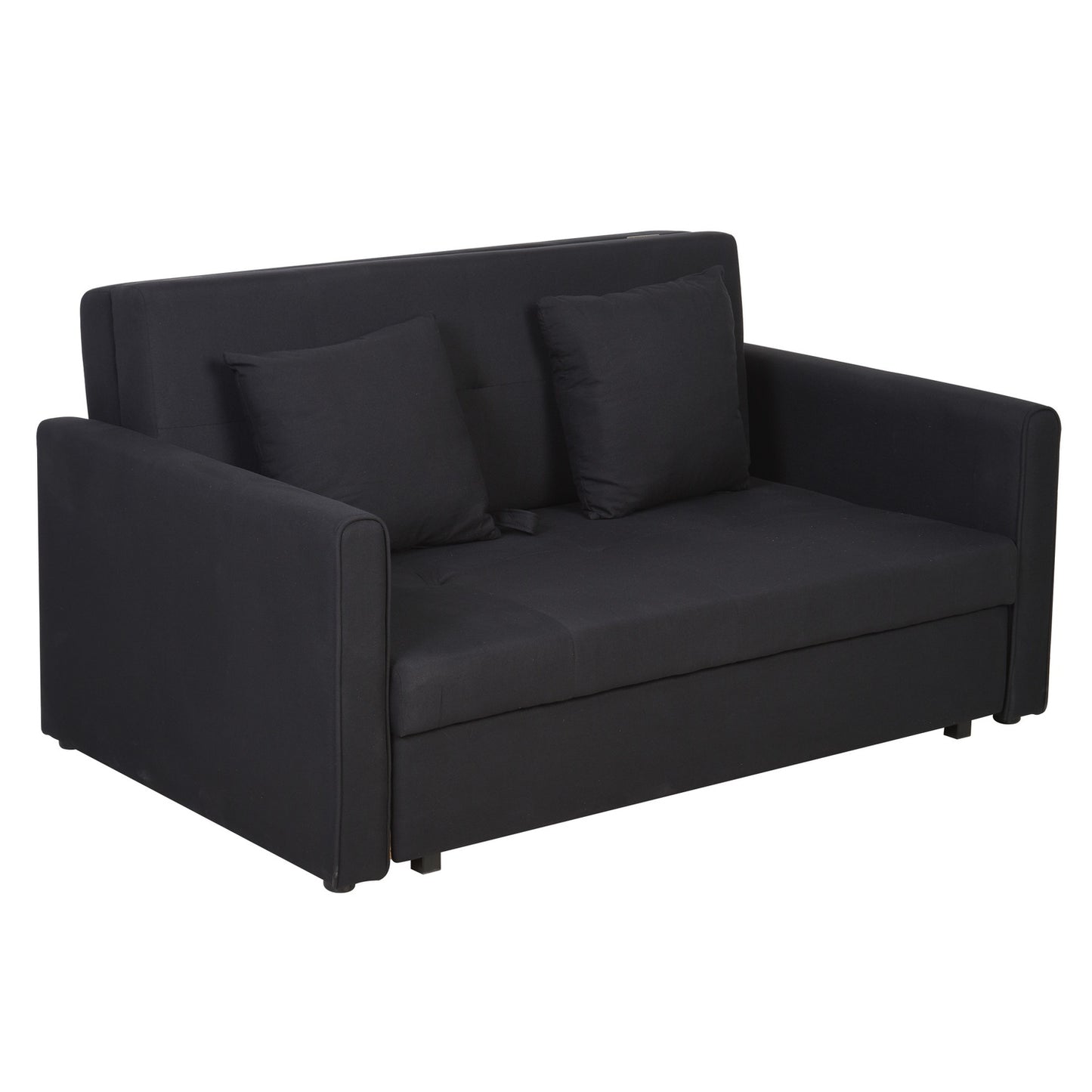 2-seater sofa bed with storage and polycotton cushions, grey