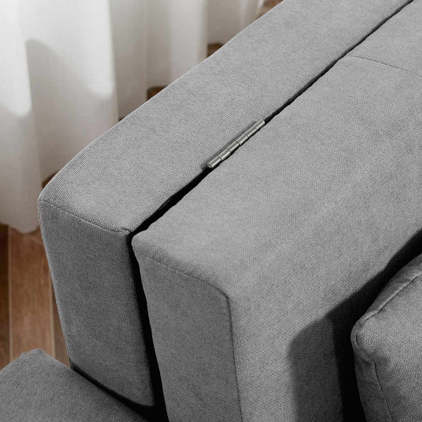 2-seater sofa bed with storage and back cushion, grey