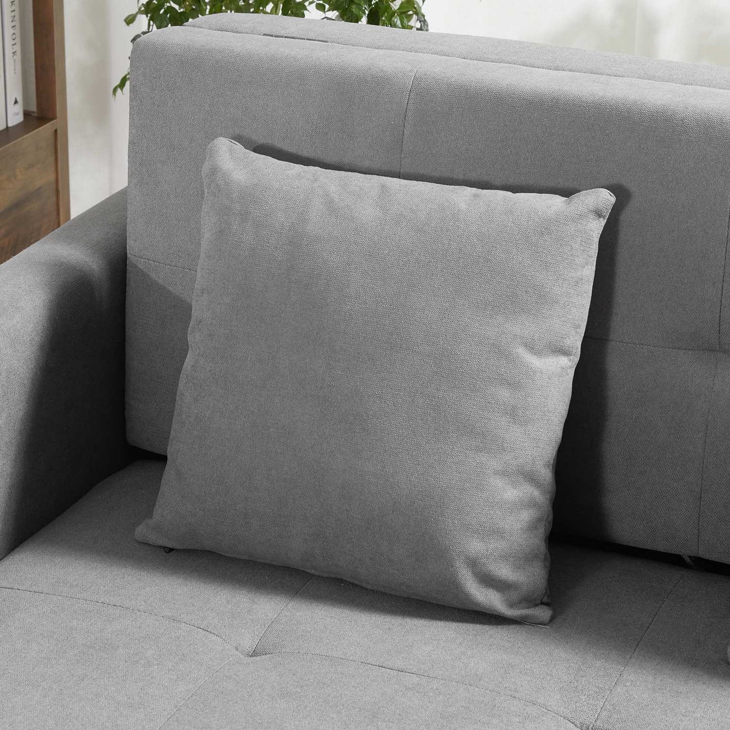 2-seater sofa bed with storage and back cushion, grey