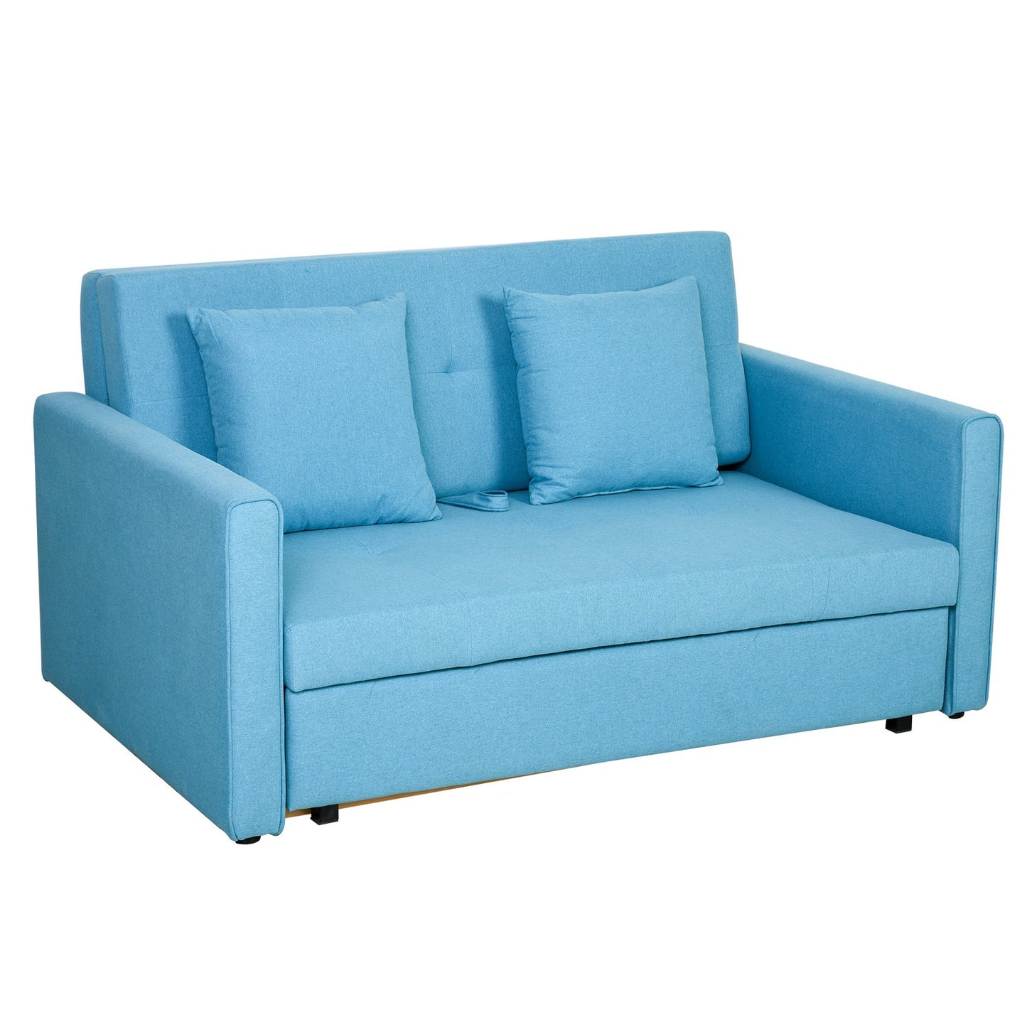 2-seater sofa bed - storage, light gray polycotton
