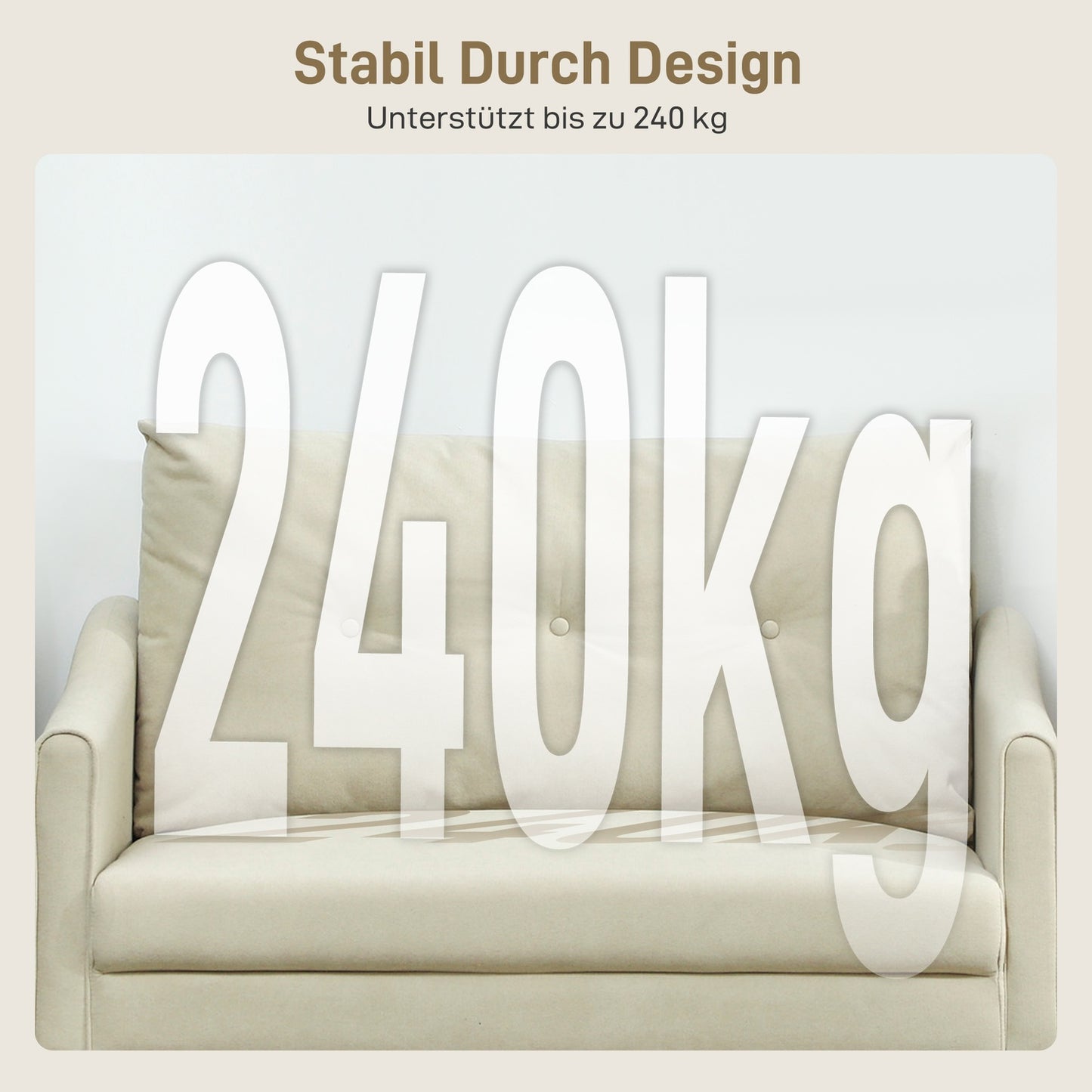 2-Seater Sofa, Foam Cushion, Fabric Cover, Cream White