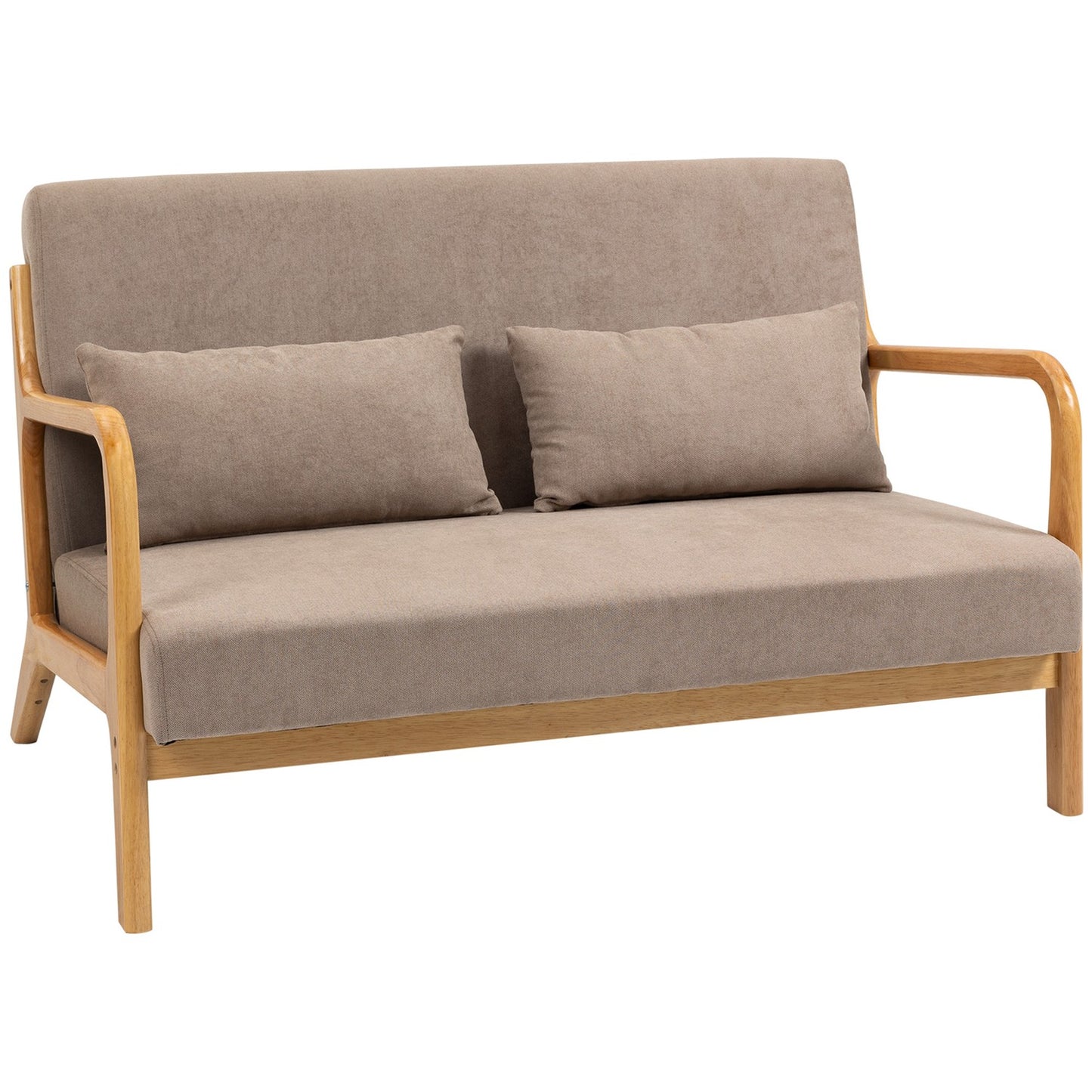 2-seater loveseat in velvet look with cushions, light grey