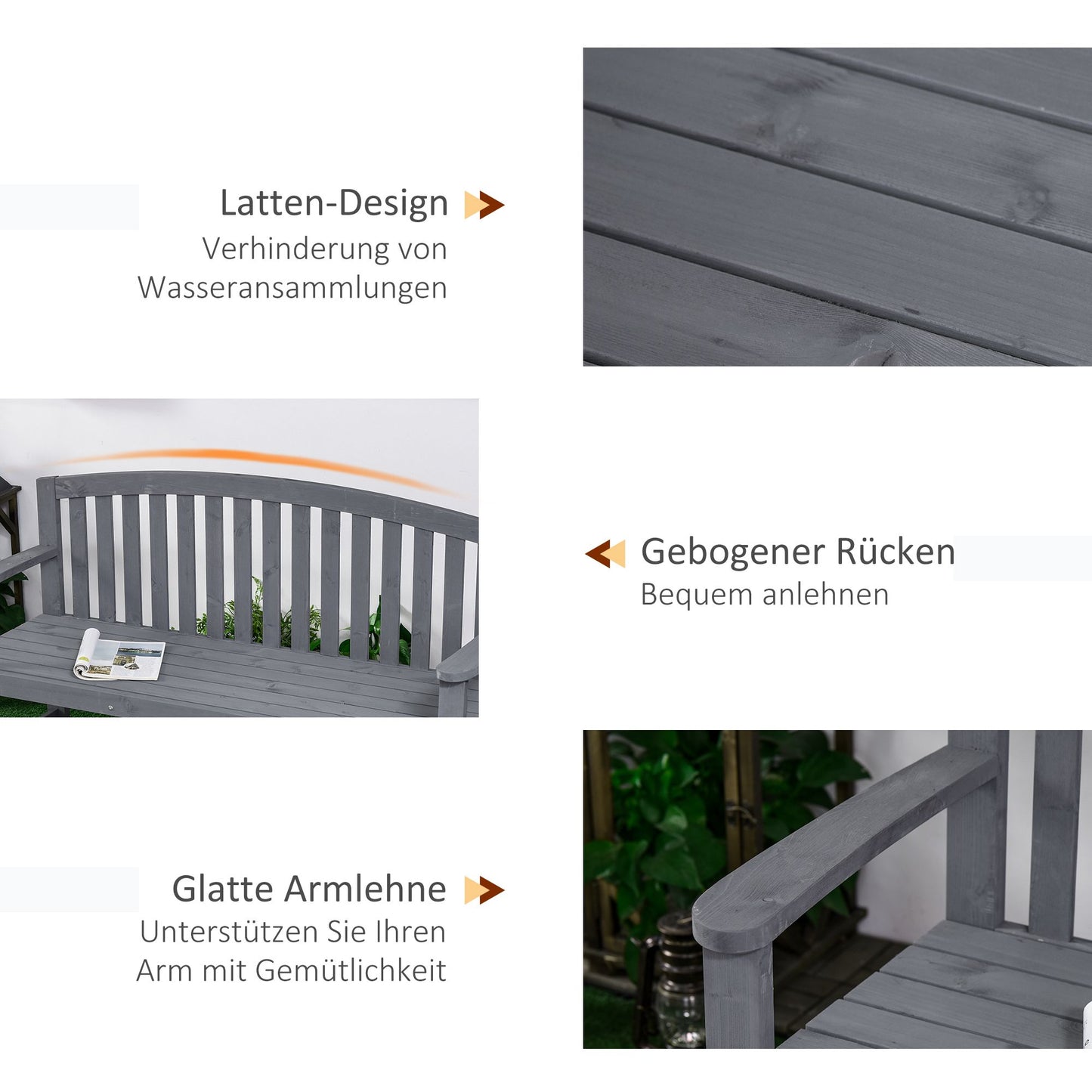 2-Seater Wooden Garden Bench, Weatherproof, 240kg Capacity