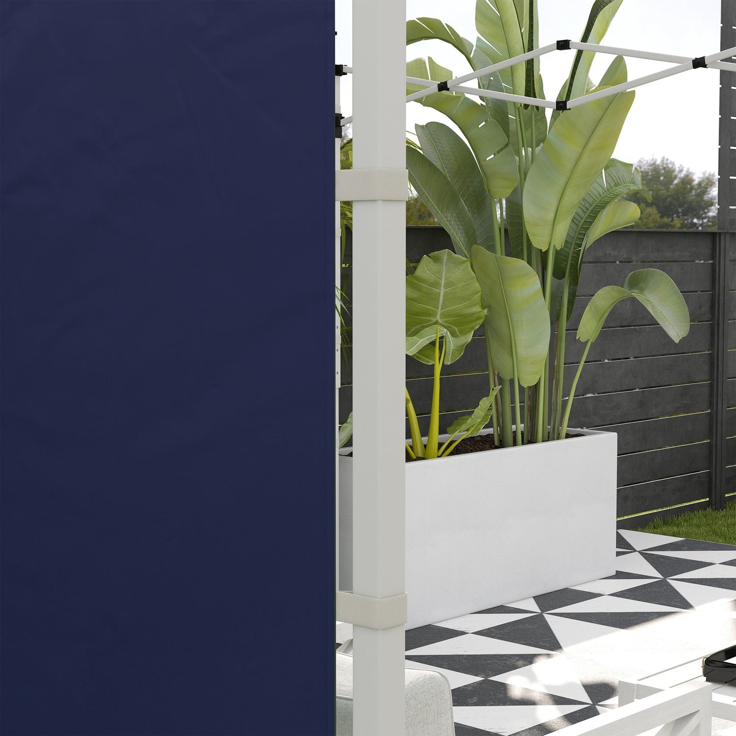 Gazebo side panels with window and door, Oxford Blue
