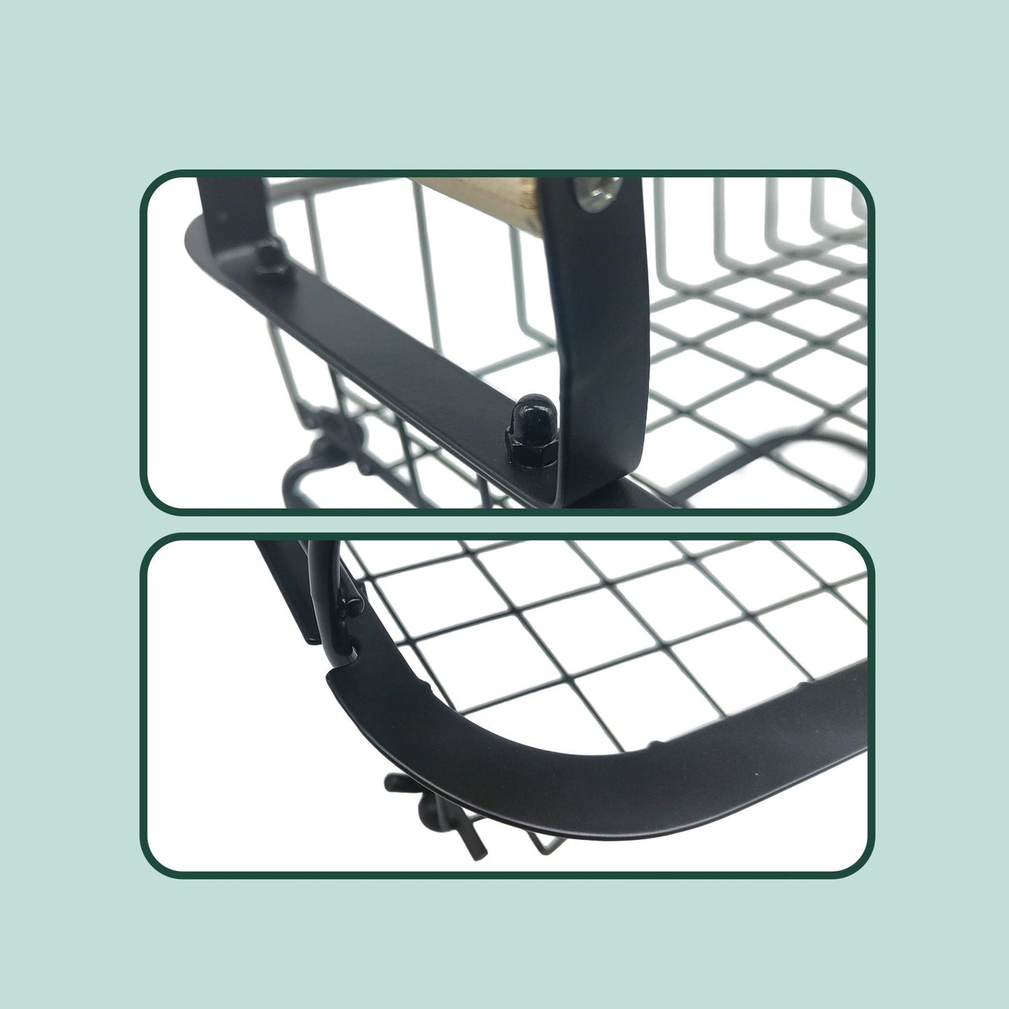 2-Tier Metal Fruit Basket with Wooden Handles