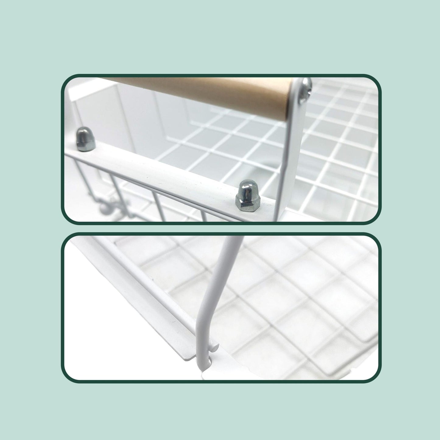 2-Tier Metal Fruit Basket with Wooden Handles
