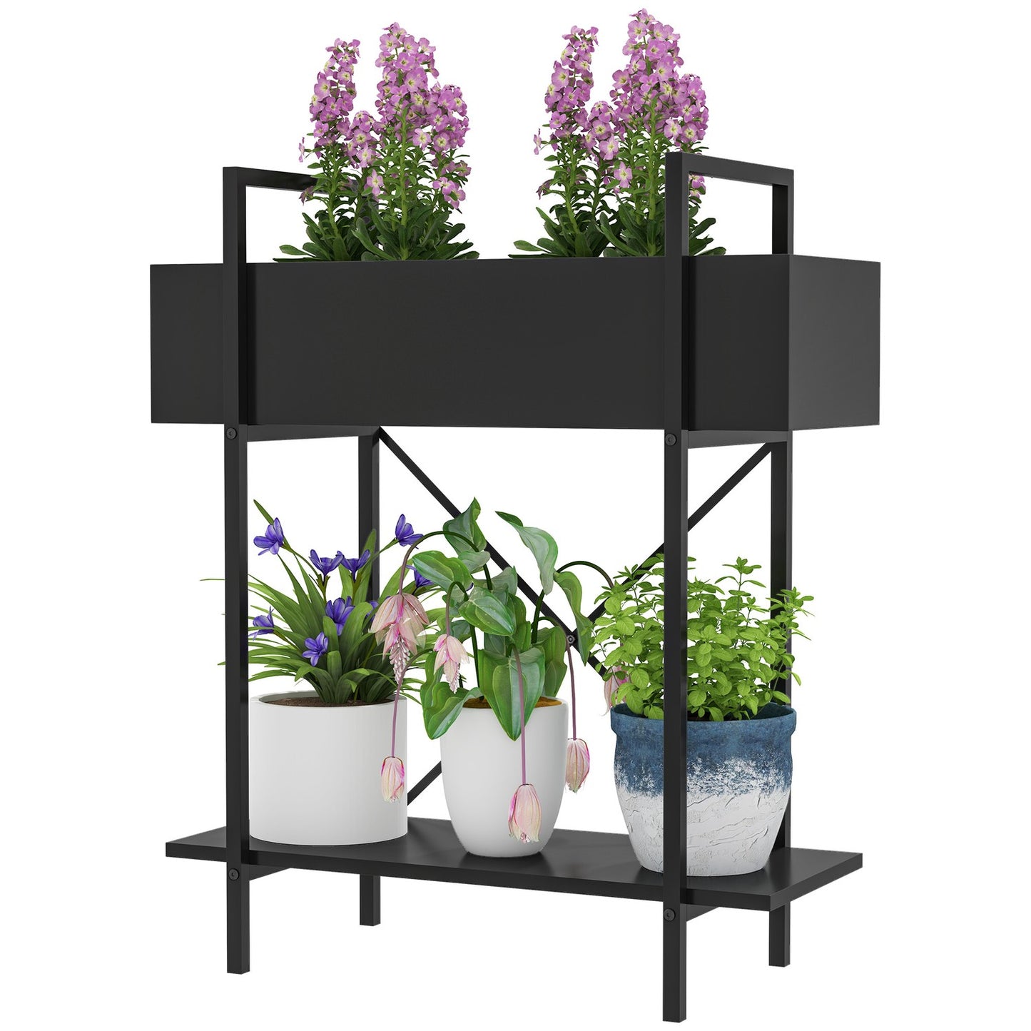 Plant stand in two levels in metal - indoor/outdoor 70 cm high