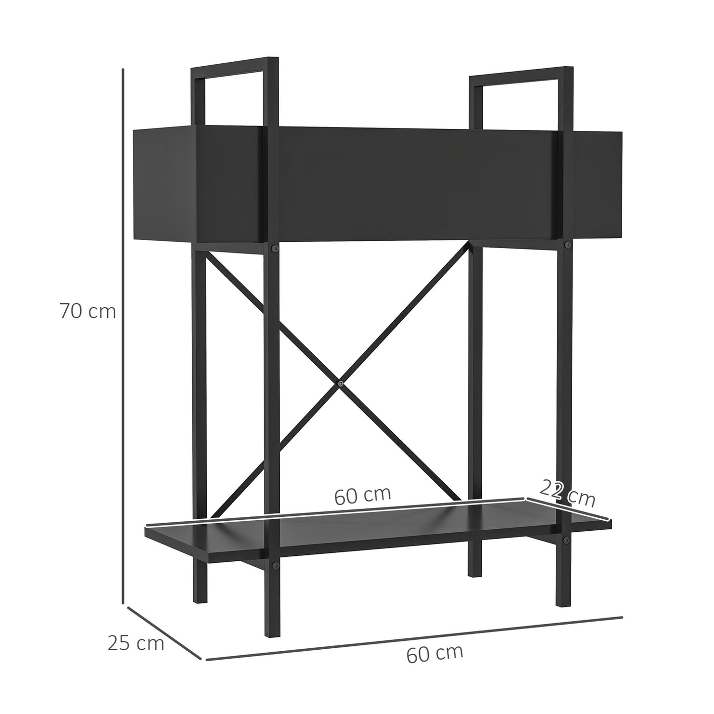Plant stand in two levels in metal - indoor/outdoor 70 cm high