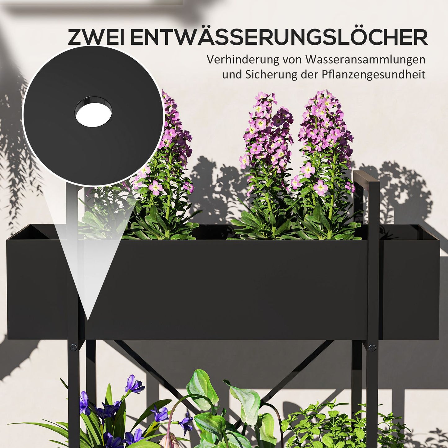Plant stand in two levels in metal - indoor/outdoor 70 cm high