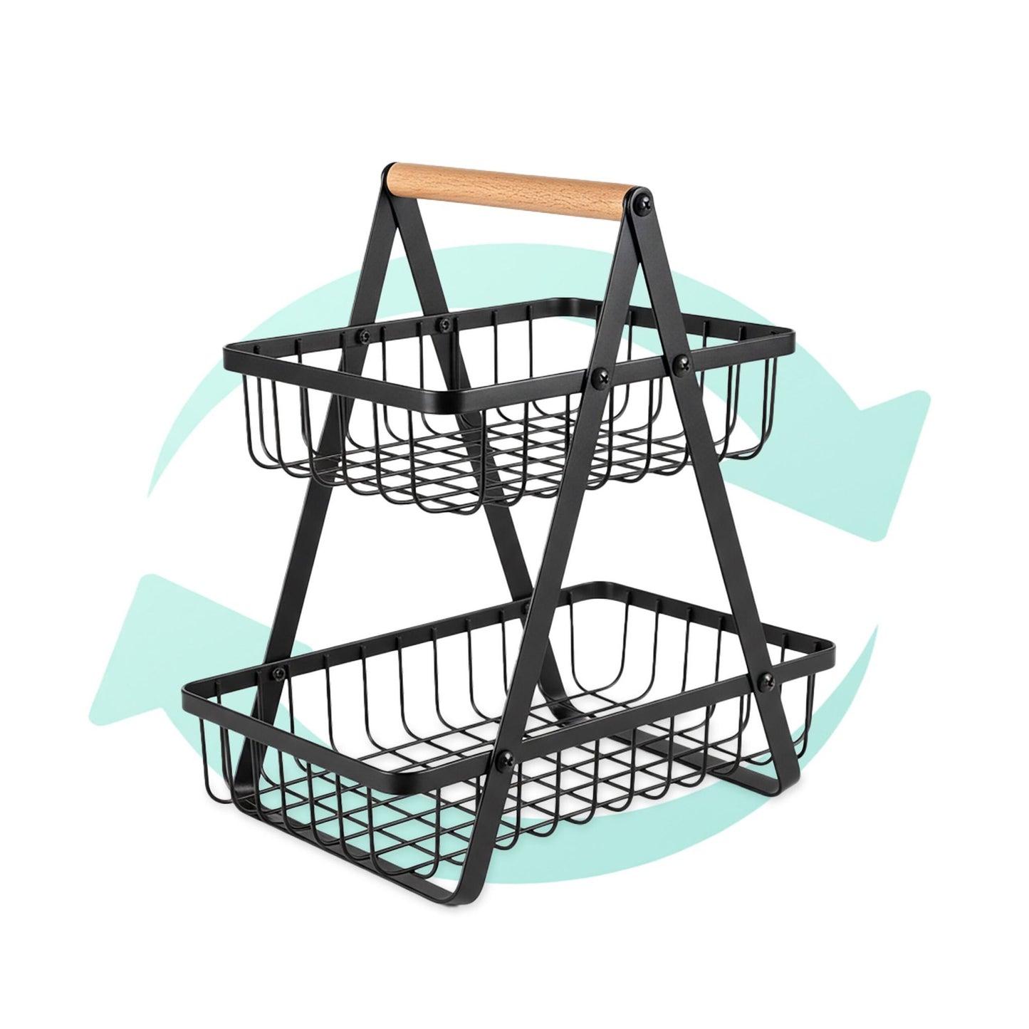 2-Tier Wire Fruit Bowl Stand – Square Design
