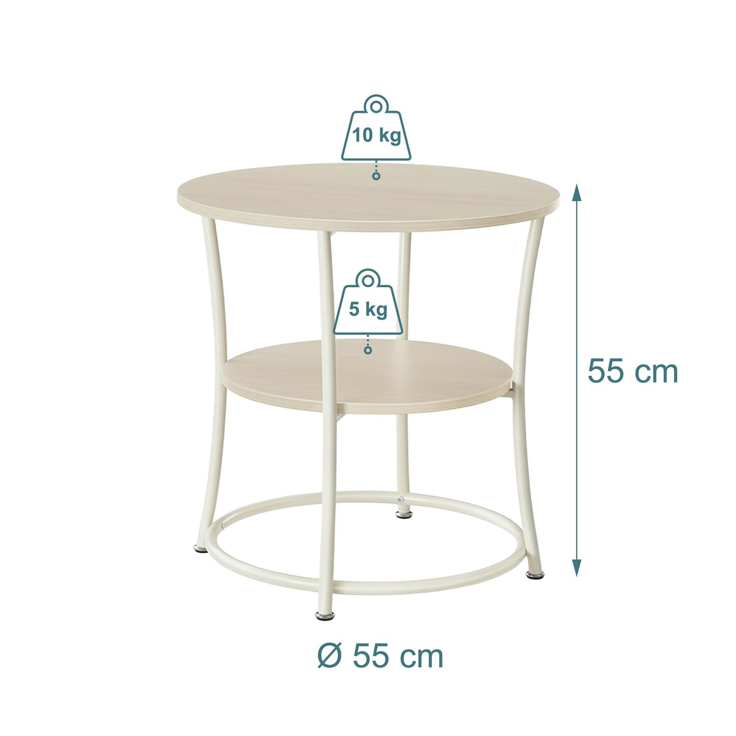 2-Tier Wood-Effect Side Table with Metal Frame