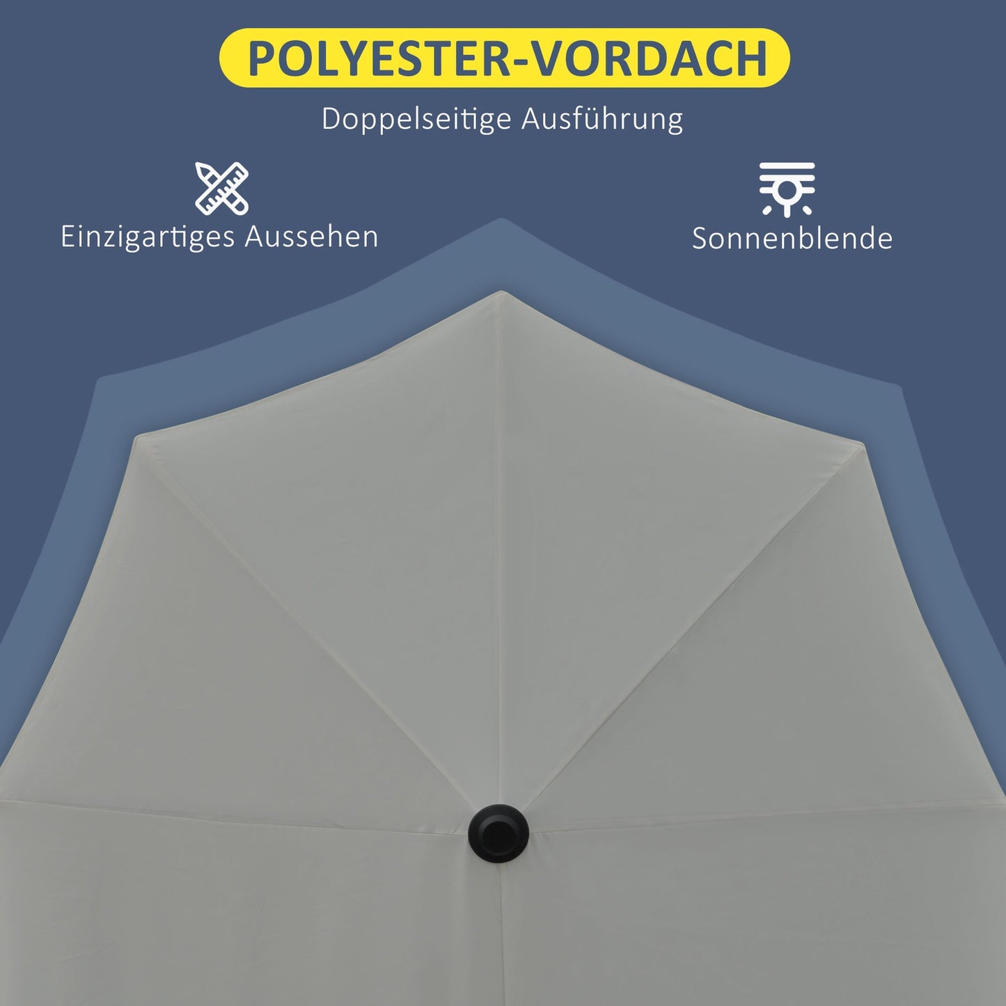 Half-round Balcony parasol 2x2m, Waterproof Dark grey