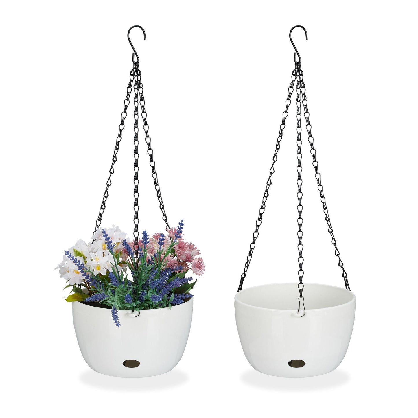 2 hanging baskets with water containers - M