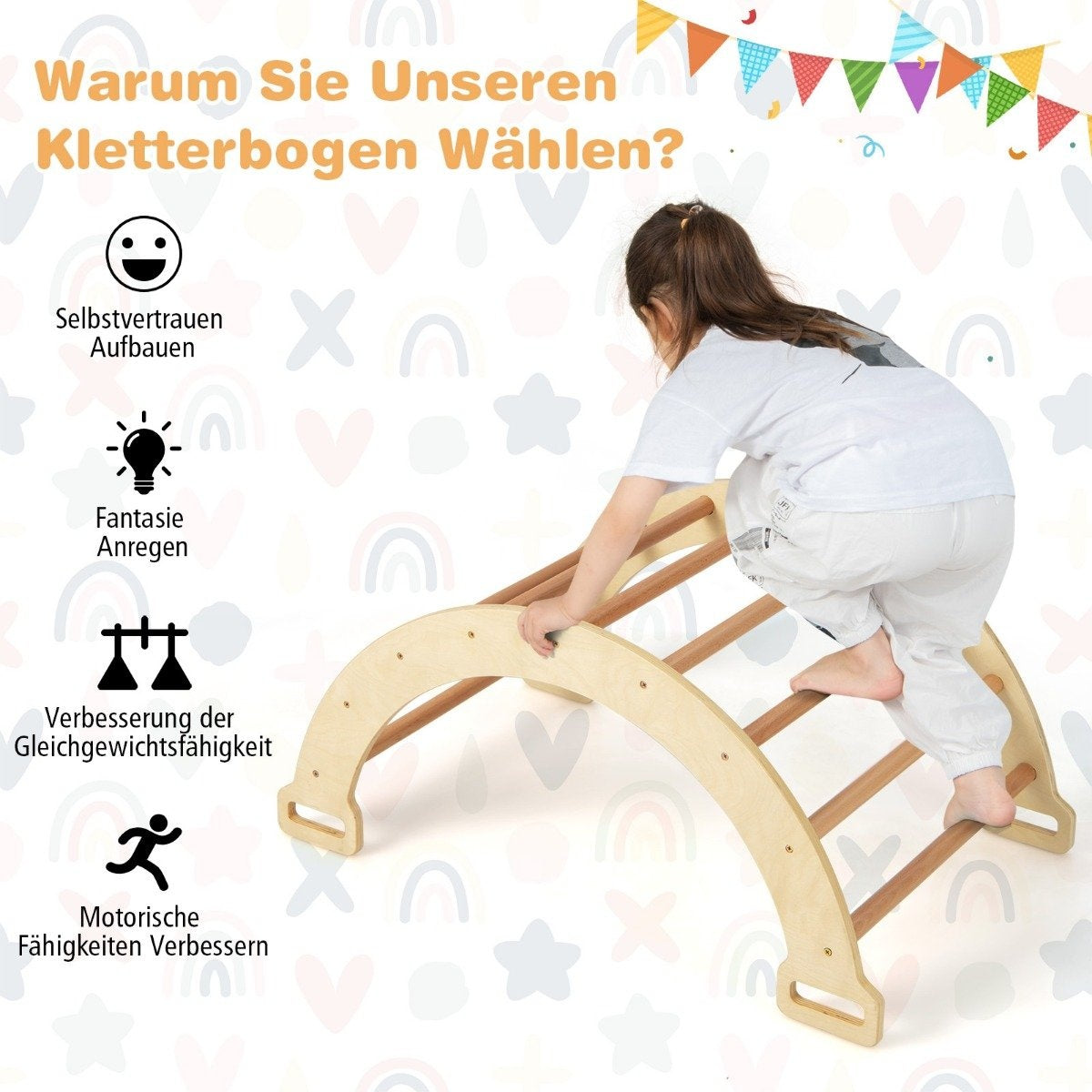2-in-1 Arch Rocker with Cushion Double-Sided Climbing Arch Natural