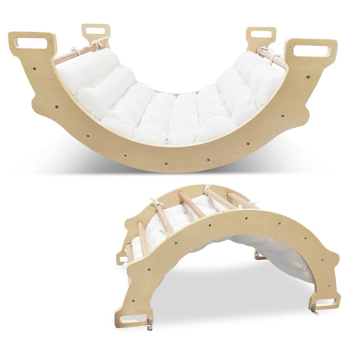 2-in-1 Arch Rocker with Cushion Double-Sided Climbing Arch Natural