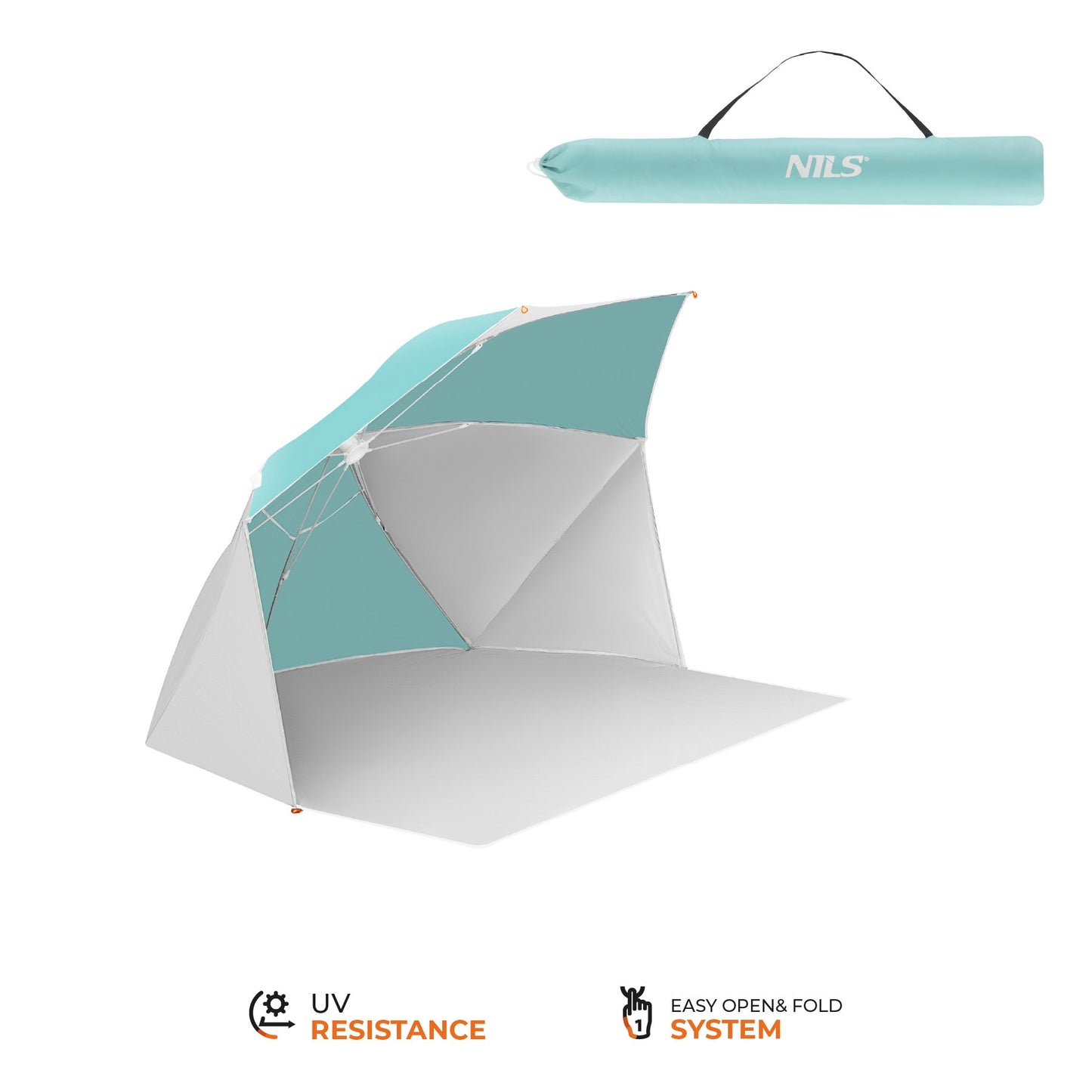 2-in-1 Beach Umbrella – Windbreak, UV, 180 cm Floor