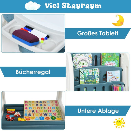 2 in 1 Children's Art Easel Double Sided Magnetic Board Blue