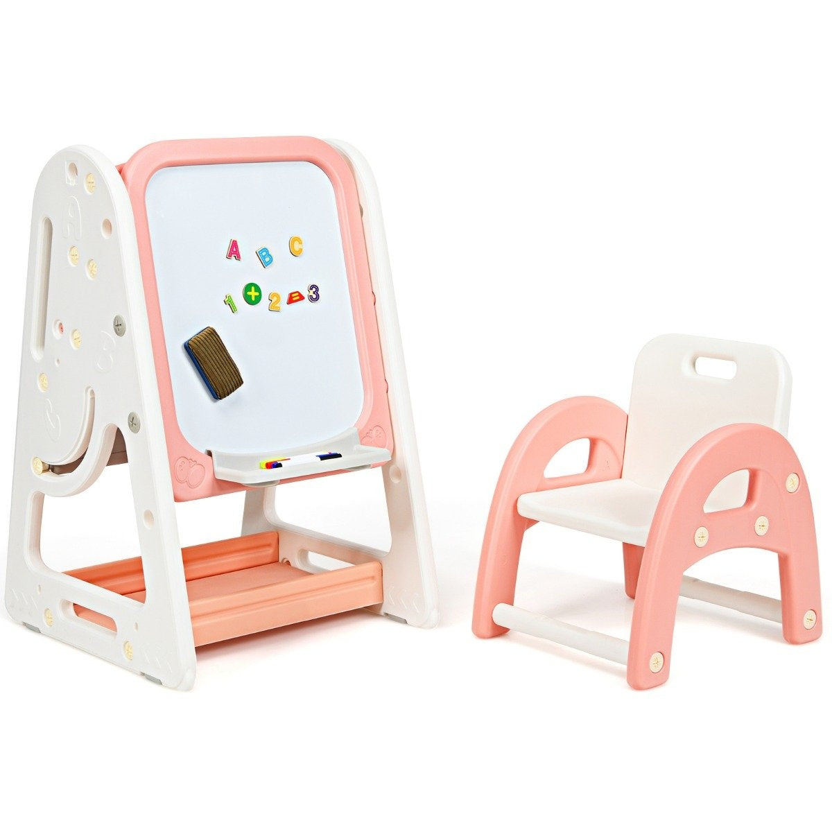 2 in 1 Children's Art Easel Double Sided Magnetic Board and Children's Book Stand Orange