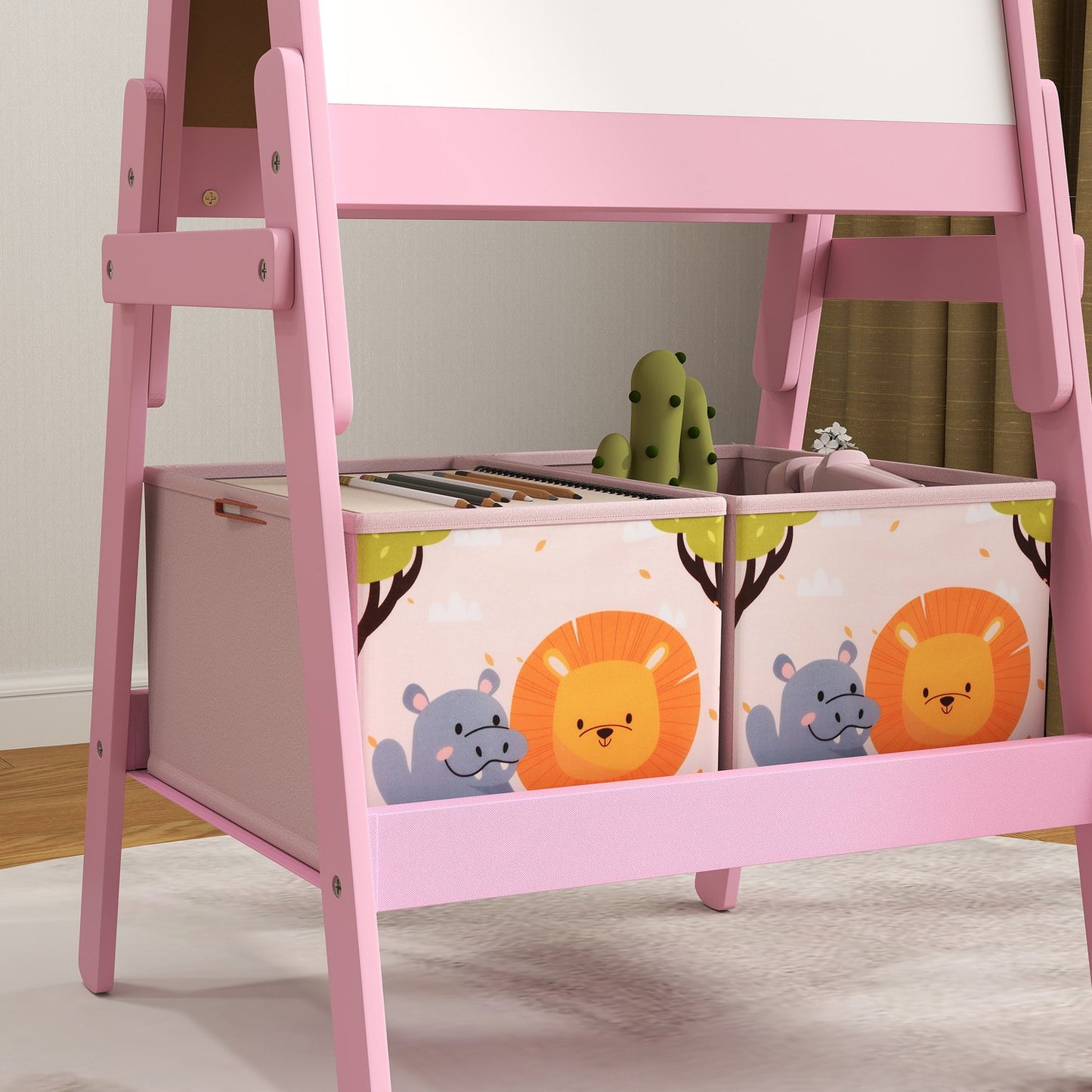 Children's 2-in-1 pink easel - Chalkboard & Whiteboard