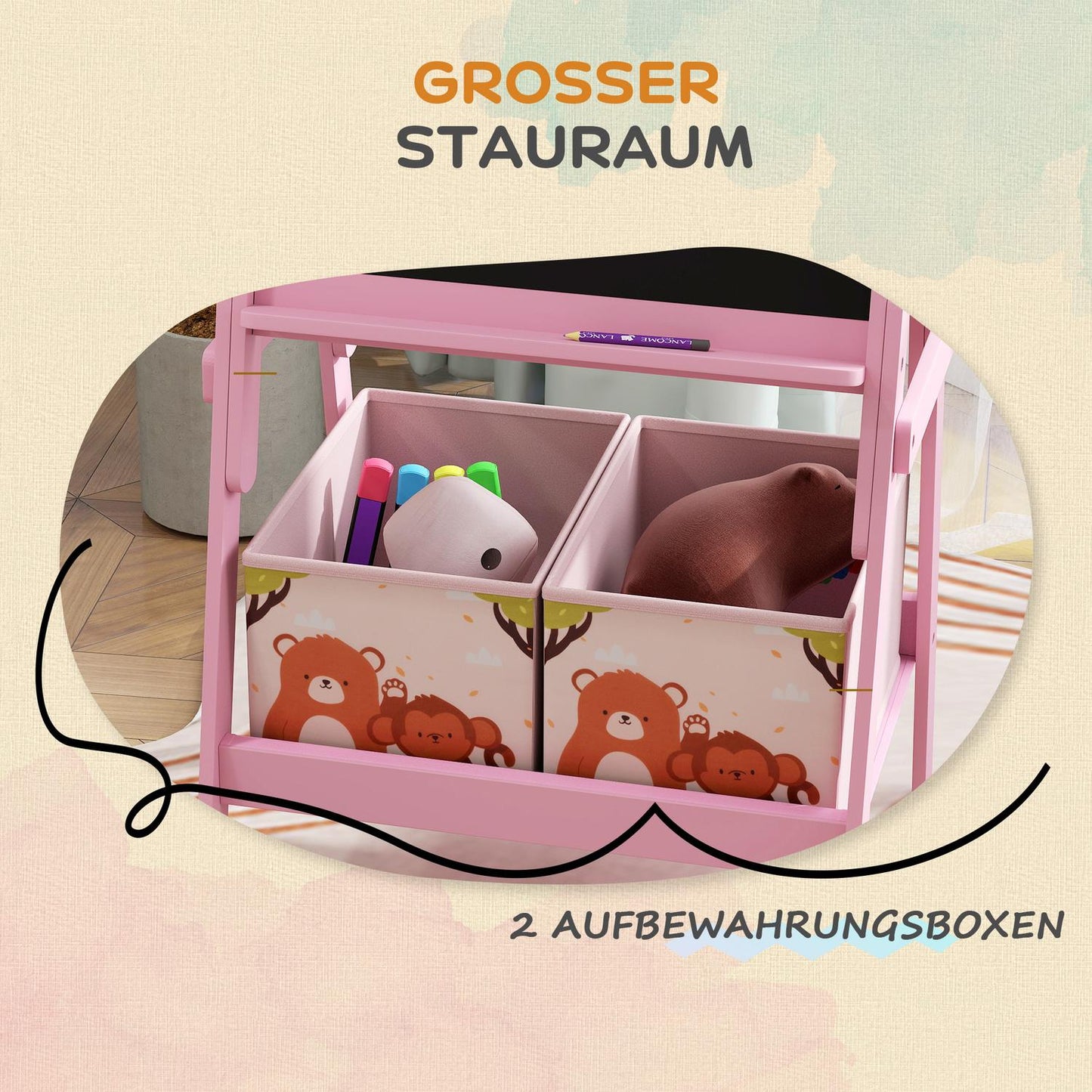 Children's 2-in-1 pink easel - Chalkboard & Whiteboard