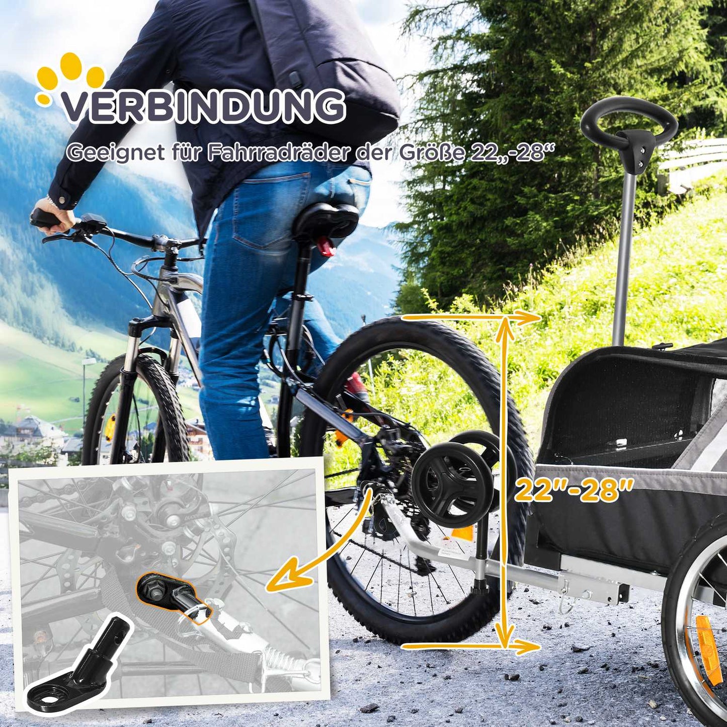 Bike trailer for dog and pet, breathable oxford fabric