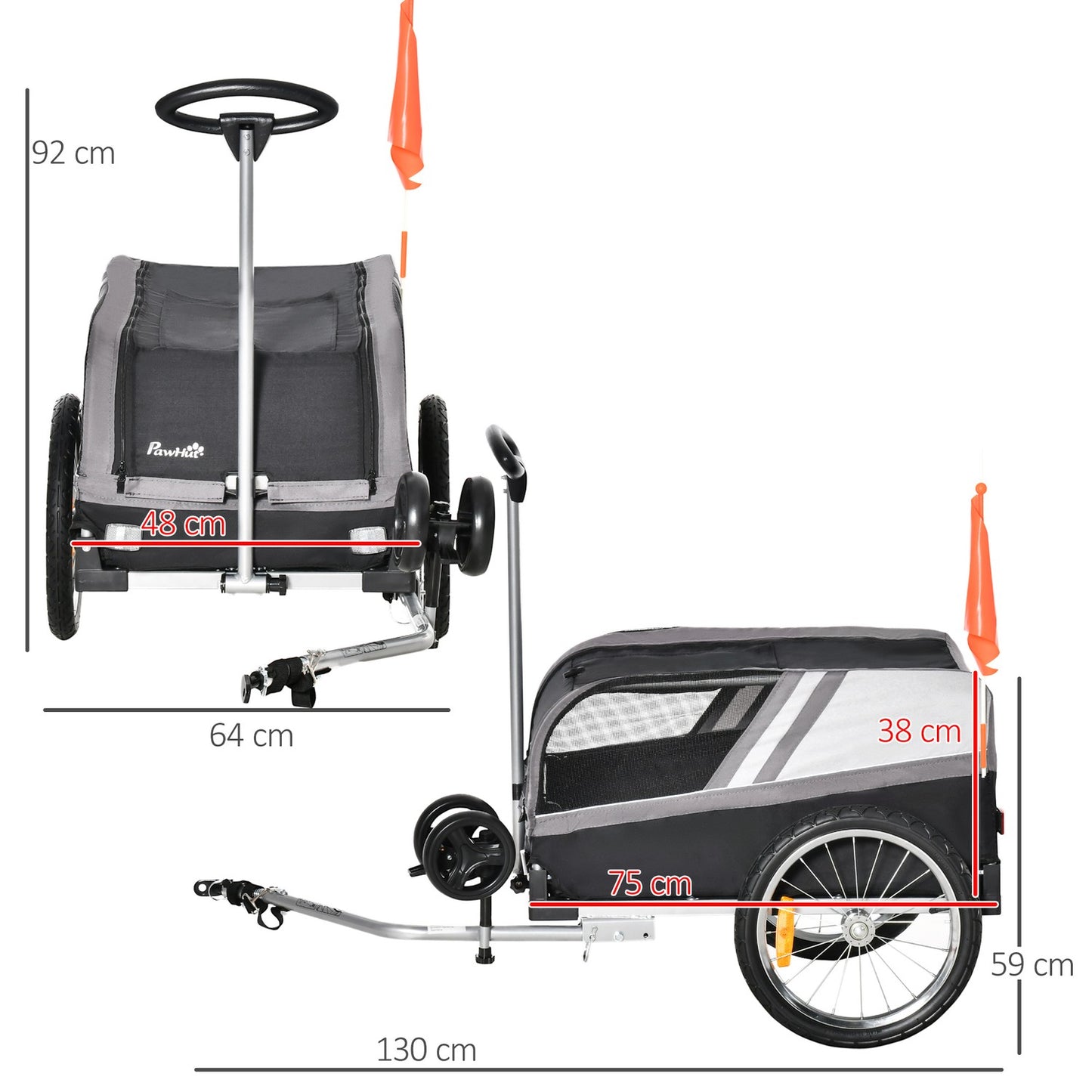 Bike trailer for dog and pet, breathable oxford fabric