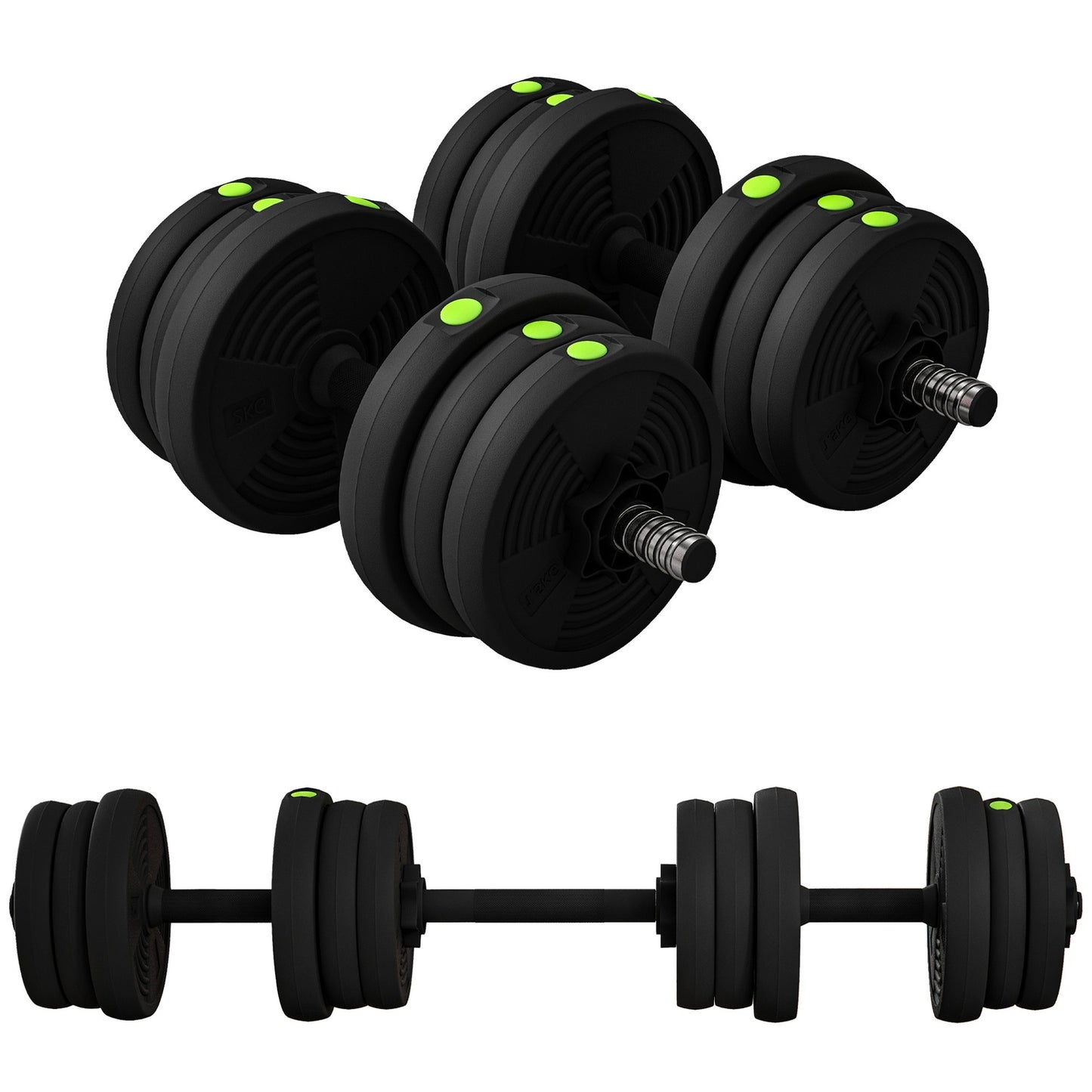 2-in-1 Dumbbell Set, Barbell & Dumbbell, 20 kg, Non-Slip