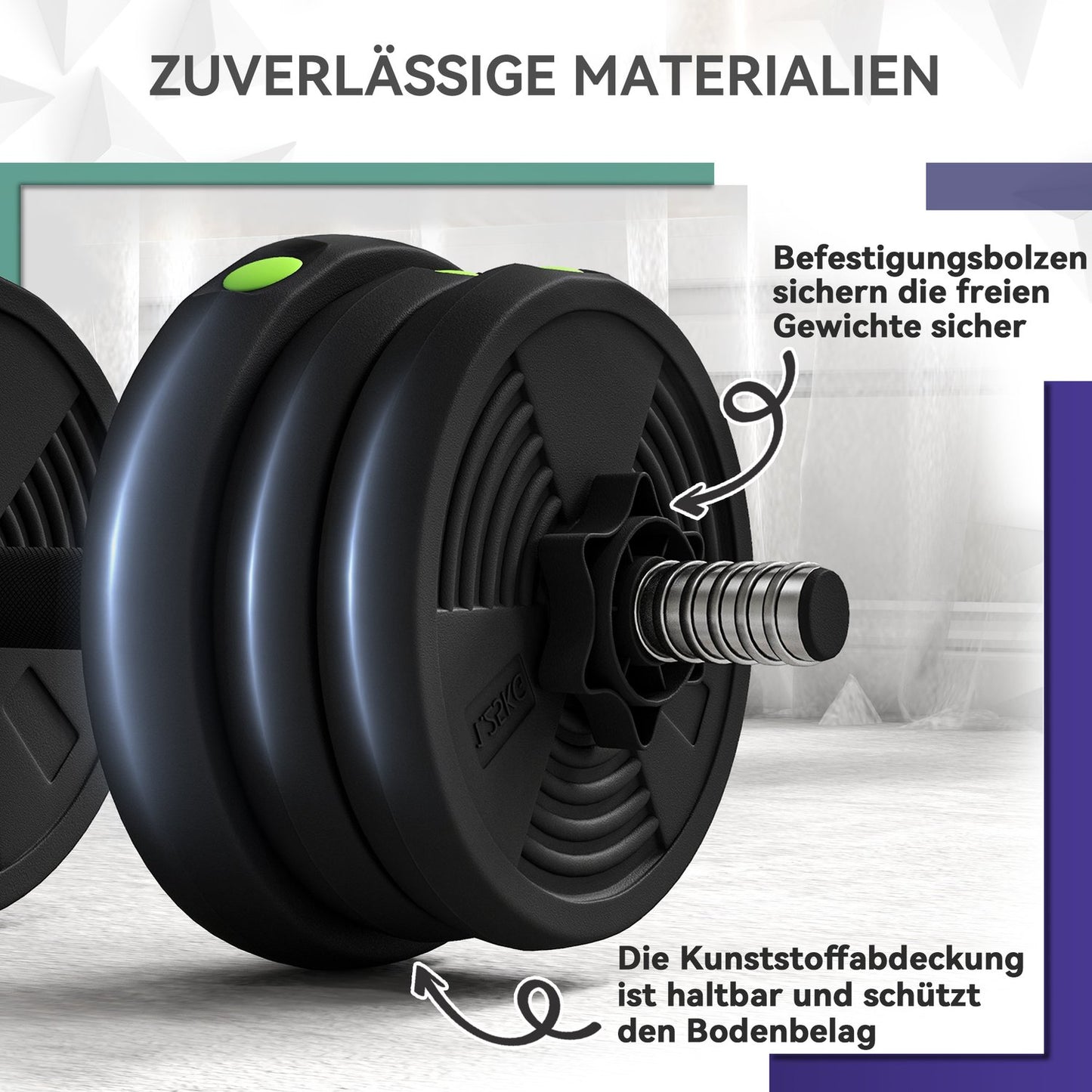 2-in-1 Dumbbell Set, Barbell & Dumbbell, 20 kg, Non-Slip