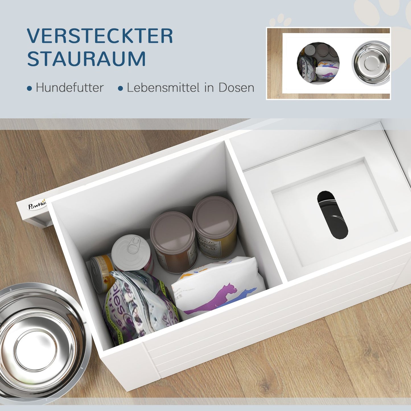 Adjustable elevated feeding station with 2 stainless steel bowls