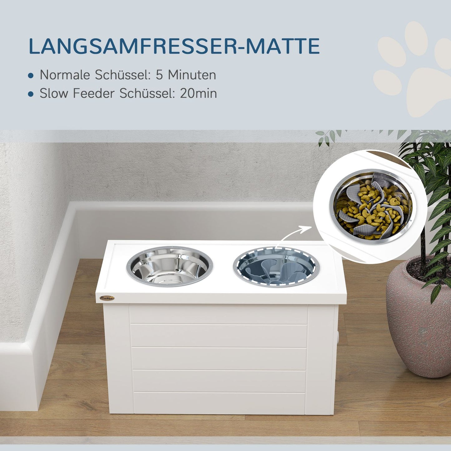Adjustable elevated feeding station with 2 stainless steel bowls
