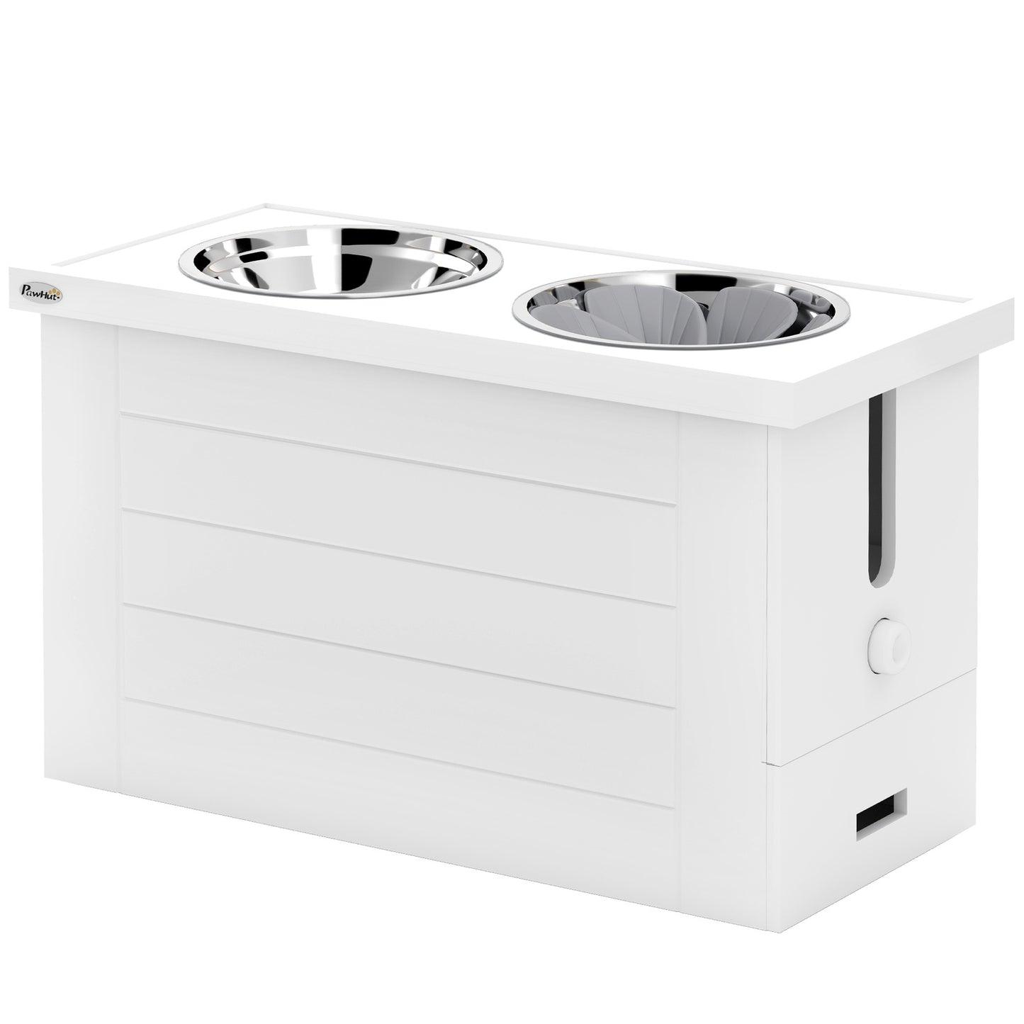Adjustable elevated feeding station with 2 stainless steel bowls