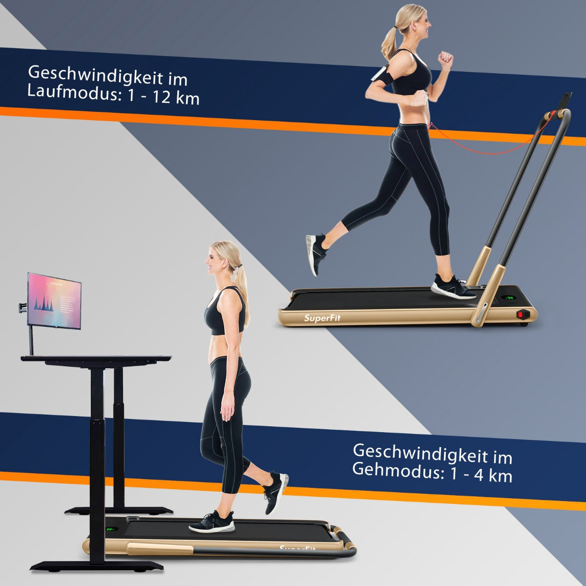2-in-1 Foldable Treadmill with LED Display & Remote