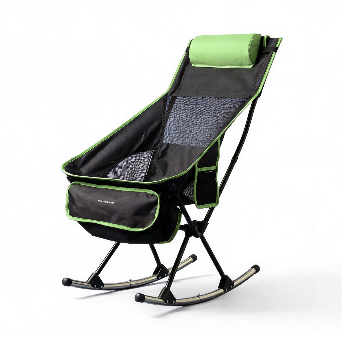 2-in-1 Folding Camping Rocking Chair with Pocket & Cushion
