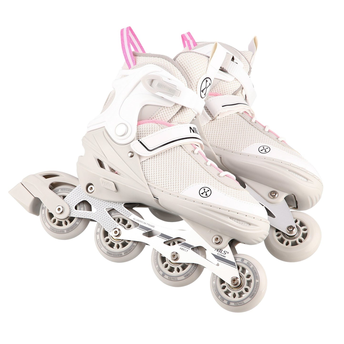2-in-1 Grey-Pink Inline & Ice Skates, Size M (34-38)