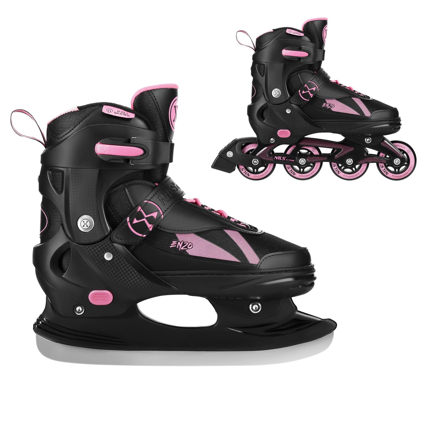 2-in-1 Inline & Ice Skates, Pink, Size S (32-35)