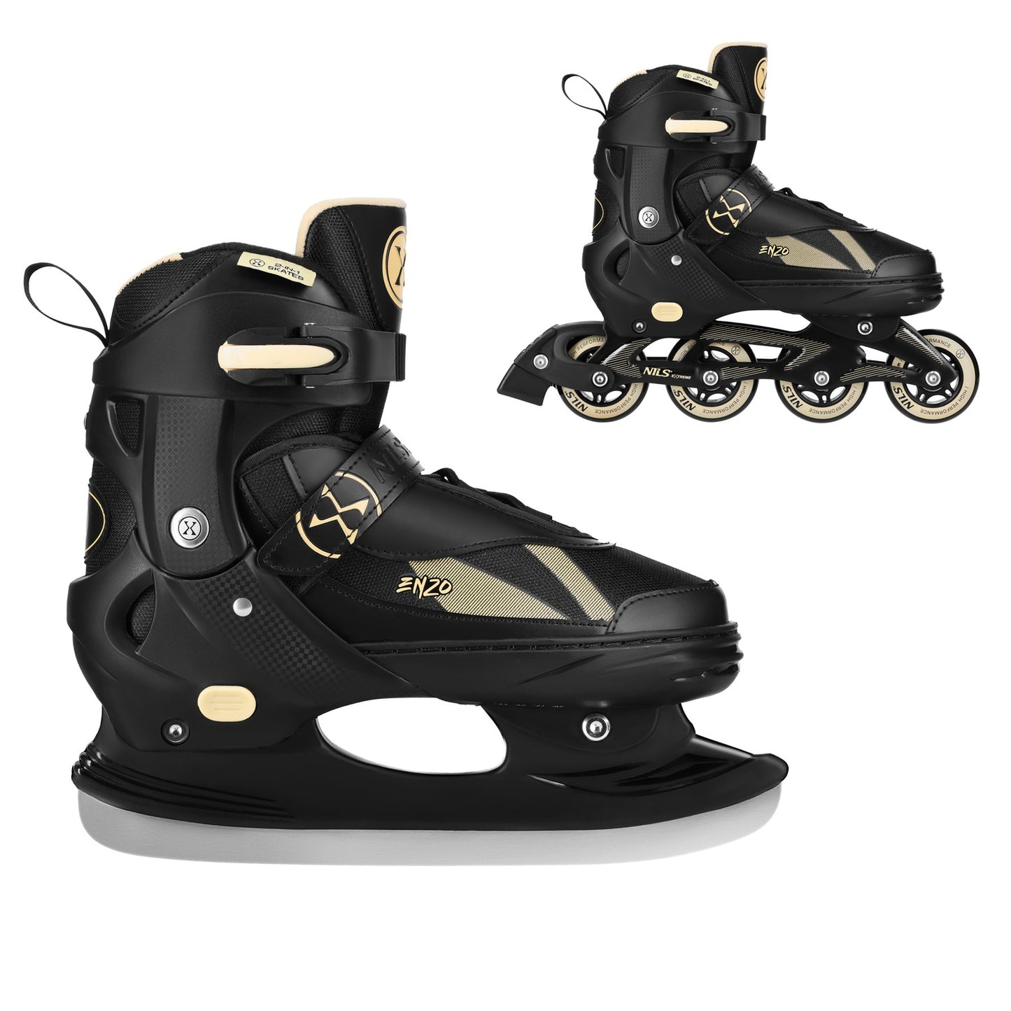 2-in-1 Inline & Ice Skates Set, Beige, Size S (32-35)