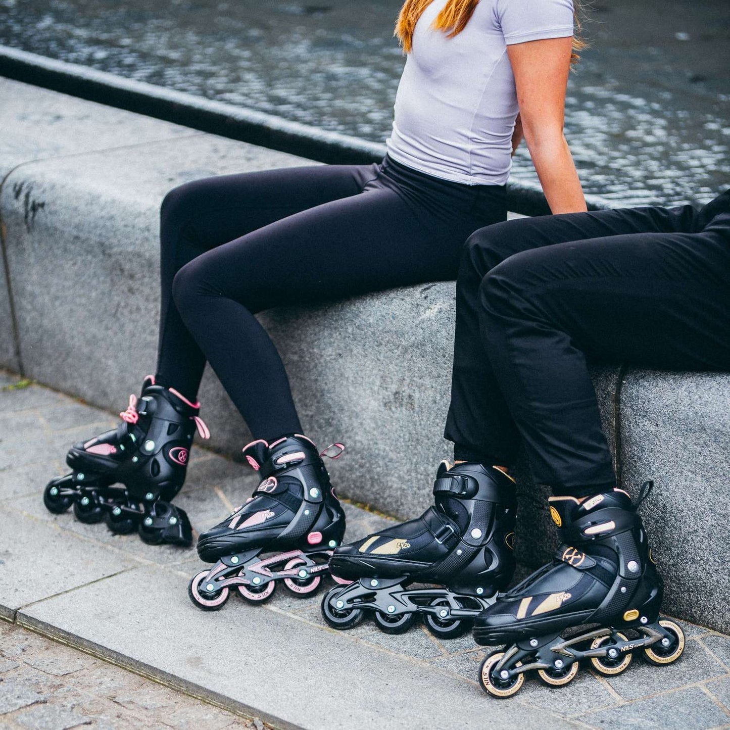 2-in-1 Inline & Ice Skates, Size M (36-39), Beige