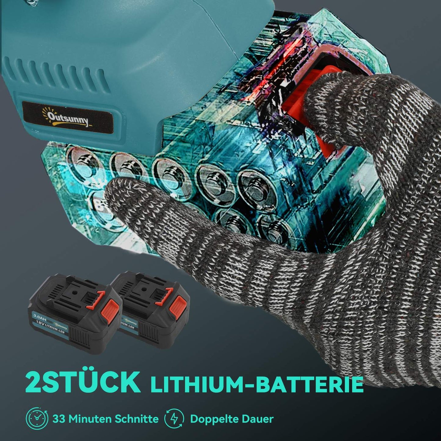 2-in-1 Mini Chainsaw 580W with 8000mAh Battery Safety Lock 8 inch 42 x 29 x 10.5 cm Blue
