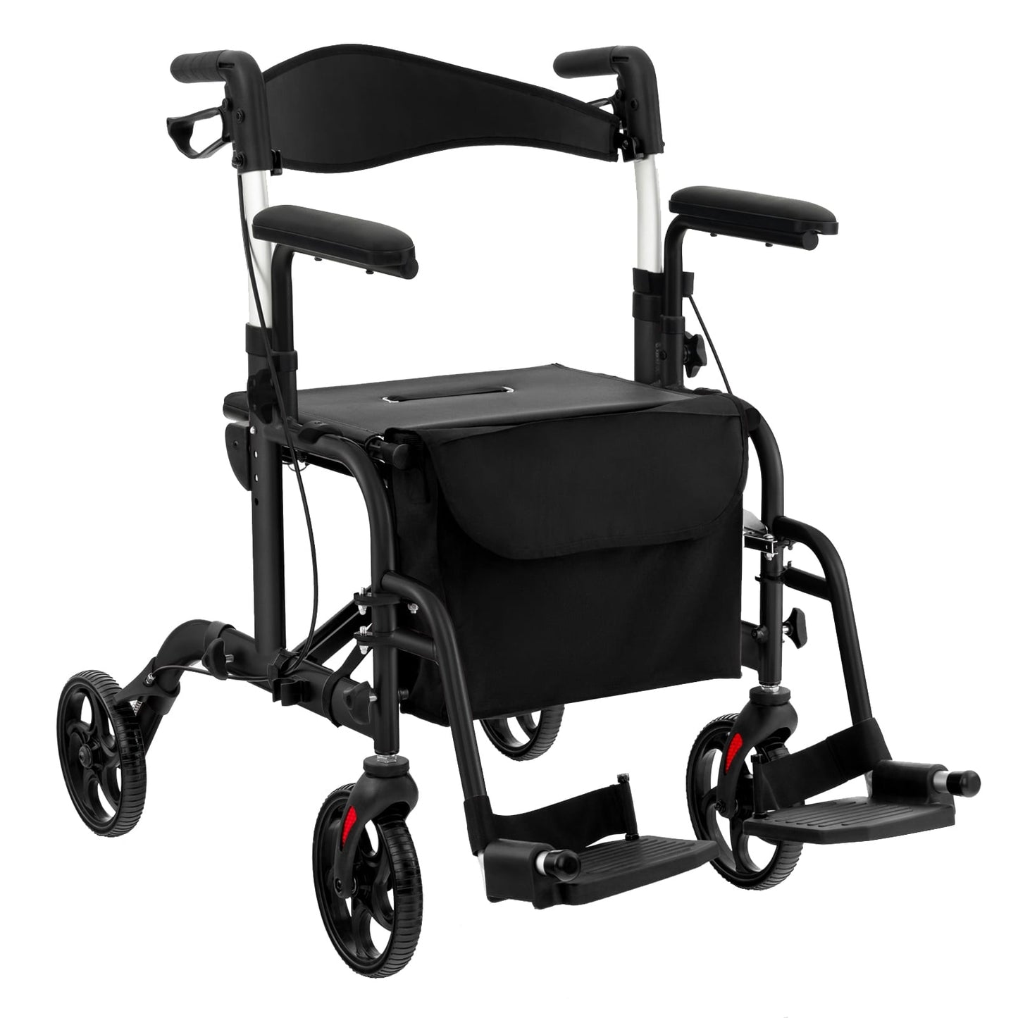 2-in-1 Rollator Walker & Wheelchair, Folding, Black