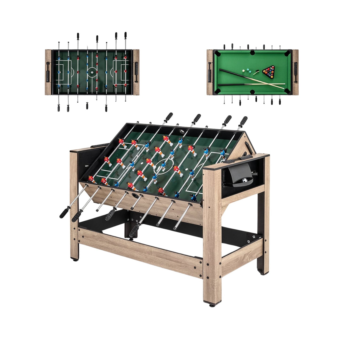 2-in-1 Rotating Game Table – Foosball & Billiards Set