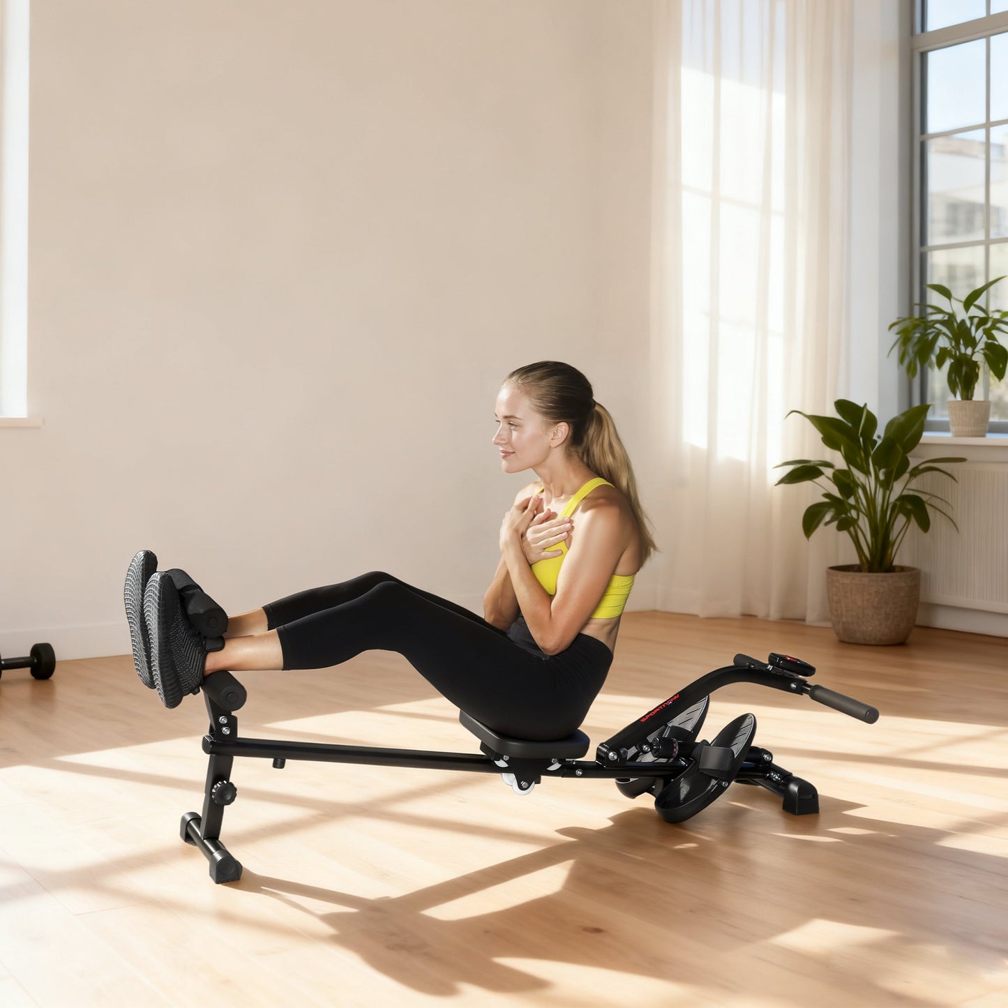 2-in-1 Rowing Machine, Adjustable, LCD Display, Steel Frame