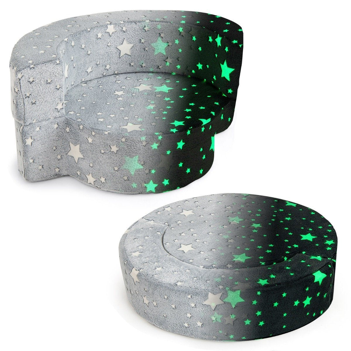 2-in-1 Toddler Sofa, Glows in Dark, Removable Cover