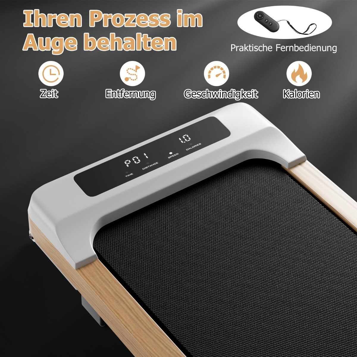 2 in 1 Treadmill 2.25HP Walking Pad Under Desk 1-6km/h with Remote Control Portable 120 x 54 x 13 cm