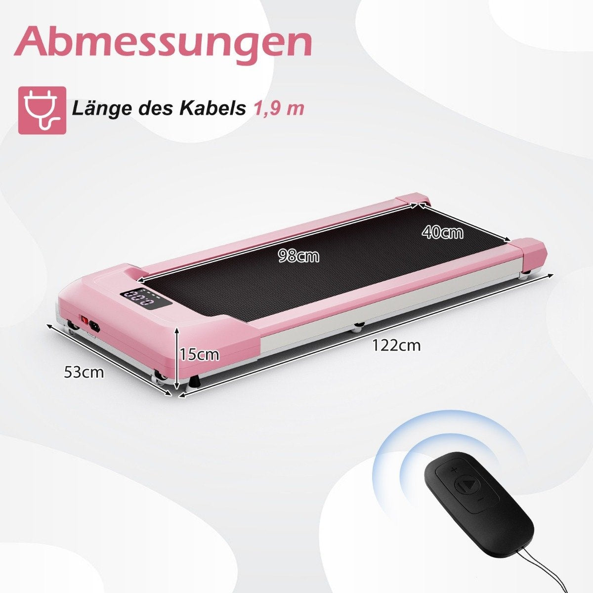2 in 1 Treadmill Under Desk Walking Pad with LED Display 122 x 53 x 15 cm Pink