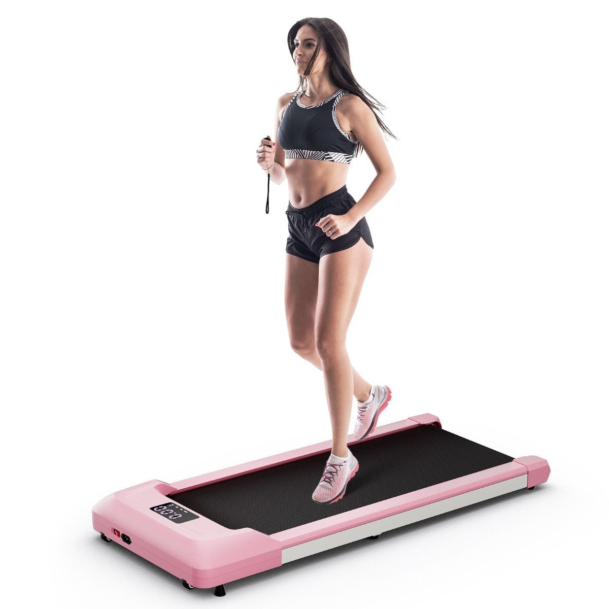 2 in 1 Treadmill Under Desk Walking Pad with LED Display 122 x 53 x 15 cm Pink